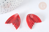 Pendentif queue de poisson acrylique rouge foncé 27mm, x2 (G7280)