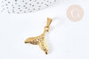 Pendentif queue de sirène texturé acier 304 inoxydable doré IP, x1 (G8621)