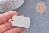 Pendentif rectangle acier inoxydable 304 argenté à graver 34.5mm, x1 (G8017)