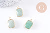 Pendentif rectangle aventurine verte naturelle laiton doré 22mm, x1 (G5627)