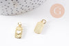 Pendentif rectangle coeur nacre naturelle laiton doré 16.5mm, x1 (G10255)