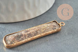 Pendentif rectangle jaspe océan naturel laiton doré 46.5mm,p création bijoux pierre naturelle x1 G1406