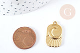 Pendentif rectangle lune acier 304 inoxydable doré 25mm, x1 (G8710)