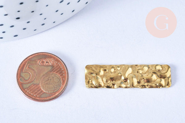 Pendentif rectangle martelé laiton brut non percé 35x10mm , x1 (G6540)