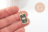 Pendentif rectangle mystique laiton doré 18k 26mm, x1 (G10048)