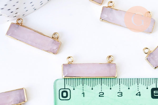 Pendentif rectangle quartz rose naturel 30.5mm,pendentif bijoux, pendentif quartz rose naturelle, x1 G5712