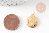 Pendentif rond Amour acier inoxydable 304 doré 18mm, x1 (G10798)