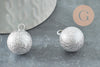 Pendentif rond Bola harmonie carillon en laiton platine sablé 22mm, x1 (G9489)