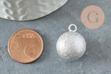 Pendentif rond Bola harmonie carillon en laiton platine sablé 22mm, x1 (G9489)