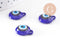 Pendentif rond Mauvais Oeil verre artisanal bleu 12mm,création bijoux chance, x1 (G3236)