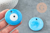 Pendentif rond Mauvais Oeil verre bleu ciel 50mm, x1 (G9444)