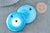 Pendentif rond Mauvais Oeil verre bleu ciel 50mm, x1 (G9444)