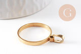 Pendentif rond acier 201 inoxydable doré sans fond 28mm, x1 (G10191)