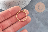 Round stainless steel 304 gilded open back pendant 27.5mm, x1 (G11250)
