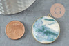 Pendentif rond agate verte mousse naturel 32mm, x1 (G2988)