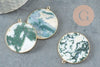 Pendentif rond agate verte mousse naturel 32mm, x1 (G2988)