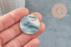 Pendentif rond agate verte mousse naturel laiton doré 32mm, x1 (G2988)