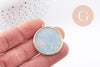 Pendentif rond amazonite naturelle laiton doré 32mm, x1 (G1832)