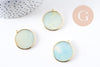 Pendentif rond amazonite naturelle laiton doré 32mm, x1 (G1832)