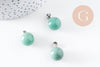 Pendentif rond aventurine verte naturelle acier inoxydable platine 17mm, x1 (G10069)