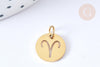 Pendentif rond constellation acier 304 inoxydable doré IP 12x1mm, x1 (G7506)