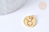 Pendentif rond constellation acier 304 inoxydable doré IP 12x1mm, x1 (G7506)