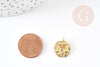 Pendentif rond constellation laiton doré zircons colorés 14-15mm, x1 (G5274)