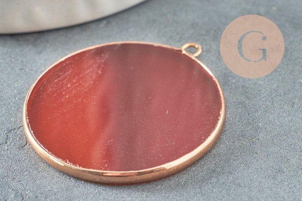 Pendentif rond cornaline,Pendentif bijoux,pendentif pierre, pierre naturelle,32mm, x1 G5155