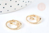 Pendentif rond croissant lune laiton doré zircons blancs 18.5mm, x1 (G8434)