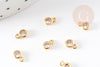 Pendentif rond doré 24 carats cristal blanc,pendentif cristal, pendentif doré cristal,6mm, x10 G5430