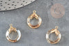 Pendentif rond doré cristal beige irisé 17mm, x1 (G3517)
