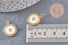 Pendentif rond doré étoile résine blanche, un Pendentif pour femme en métal doré pour la création de bijoux,16mm,x1 (G3158)