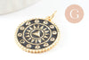 Pendentif rond doré triangle émail résine un Pendentif pour femme en métal doré pour la création de bijoux,14mm,x1 ,22.5cm,G3164