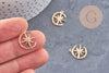 Pendentif rond étoile du nord laiton doré 18K zircon 18mm, un pendentif doré avec cristaux pour création bijoux, x1 G5514