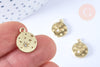 Pendentif rond étoile strass cristal blanc laiton doré 15mm,sans nickel pendentif chance,15mm, x1 (G7114)