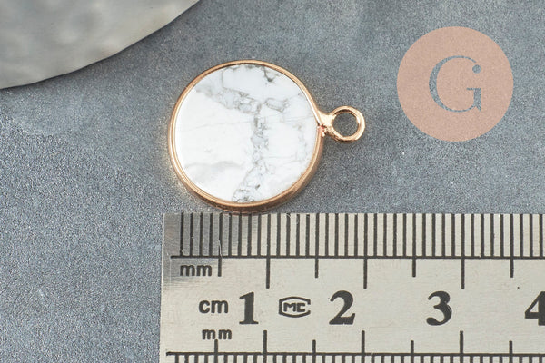 Pendentif rond howlite 20mm,howlite naturel,pendentif rond, x1 G6594