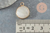 Pendentif rond jade naturel blanc 20mm, pendentif pierre, x1 G3097