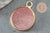 Pendentif rond jade rose naturel laiton doré 20.5mm, x1 (G4288)