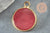 Pendentif rond jade rouge bordeau,jade naturel,pendentif rond,20.5mm, x1 G4289