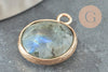 Pendentif rond labradorite naturelle laiton doré 20mm, x1 (G1013)