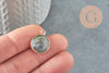 Pendentif rond labradorite naturelle laiton doré 20mm, x1 (G1013)