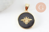 Pendentif rond lapis amazonite quartz rose 21.5mm, x1 (G3159)