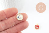 Pendentif lune émail zircon coloré laiton doré 18K 16.5mm, x1 (G3376)