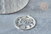 Pendentif rond lune et soleil argenté acier inoxydable 30mm x1 (G7609)