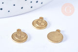 Pendentif rond lune étoile laiton brut 10mm, x2 (G6534)