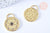 Pendentif rond lune étoiles laiton doré 18K zircon 27.5mm,pendentif doré avec cristaux pour création bijoux, x1 G6969