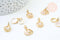 Pendentif médaille ronde lune laiton doré nacre mobile 13.5mm, pendentif nacre laiton doré pour création bijoux,médaille or, x1 G5682