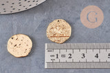 Pendentif rond lune protecteur chance en laiton zircon 18K 19mm, x1 (G10558)