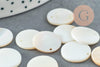 Pendentif rond nacre blanche naturelle 15mm, x10 ou x20 (G2181)