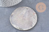 Pendentif rond nacre blanche argent, pendentif coquillage, coquillage blanc, coquillage naturel,création bijoux, 70mm, x1 (G1076)